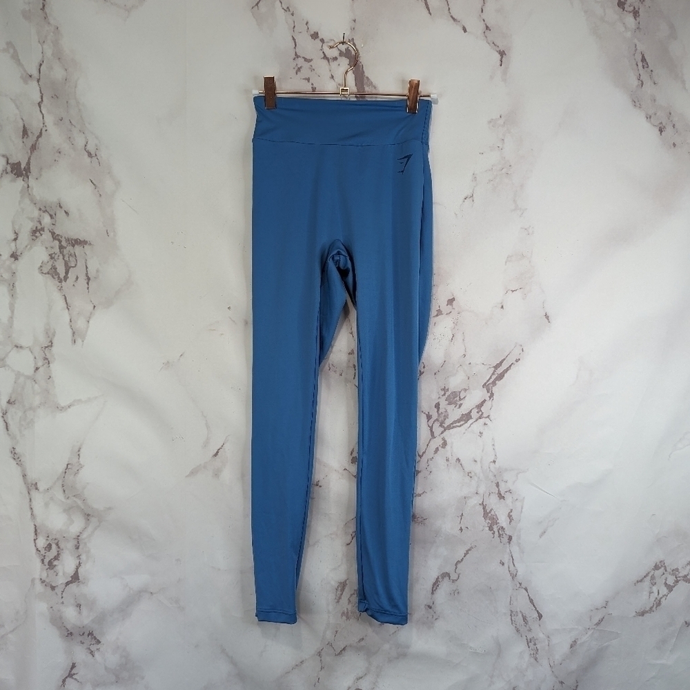 Gymshark Leggings Womens Small Blue Enhance Sculpt Lift Ruched Crop Mid Rise